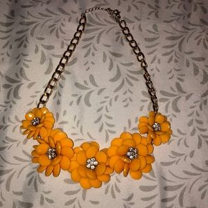Orange Flower Statement Necklace